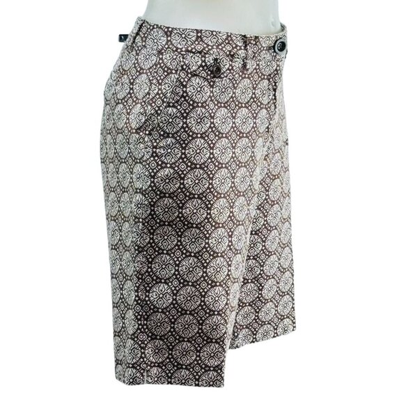 TALBOTS Womens Shorts Brown Geometric Print Stretch Bermuda Cotton Size 10P - Picture 2 of 10